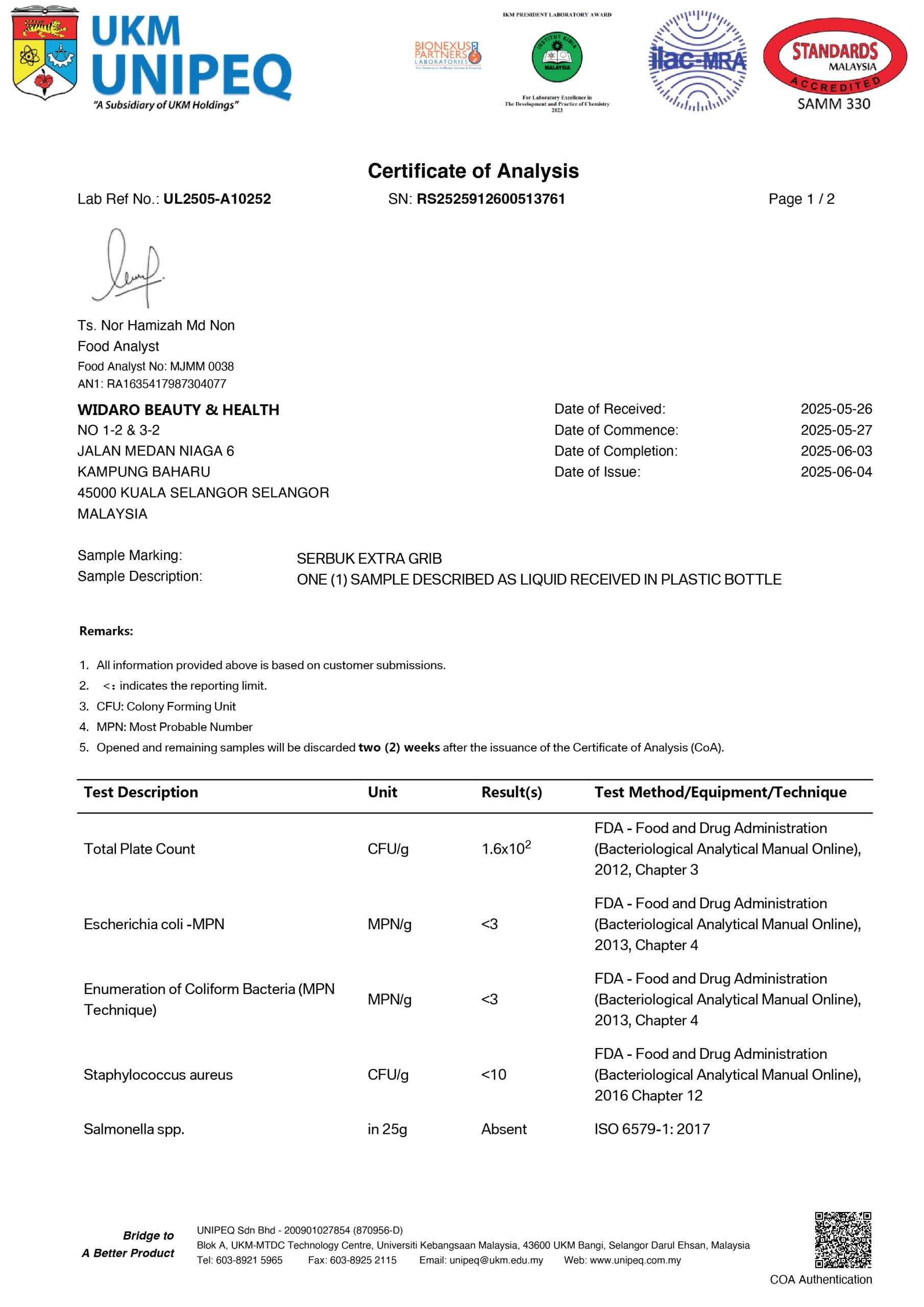 COA SERBUK EG-01